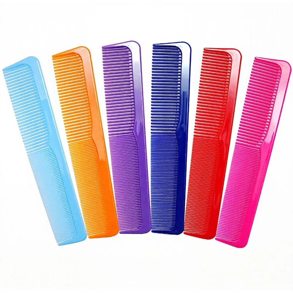 Professional 9 Inch Detangling Comb Set 6 Pack for Thick Curly Long Hair Barber Styling Combs with Coarse and Fine Teeth for Women and Men