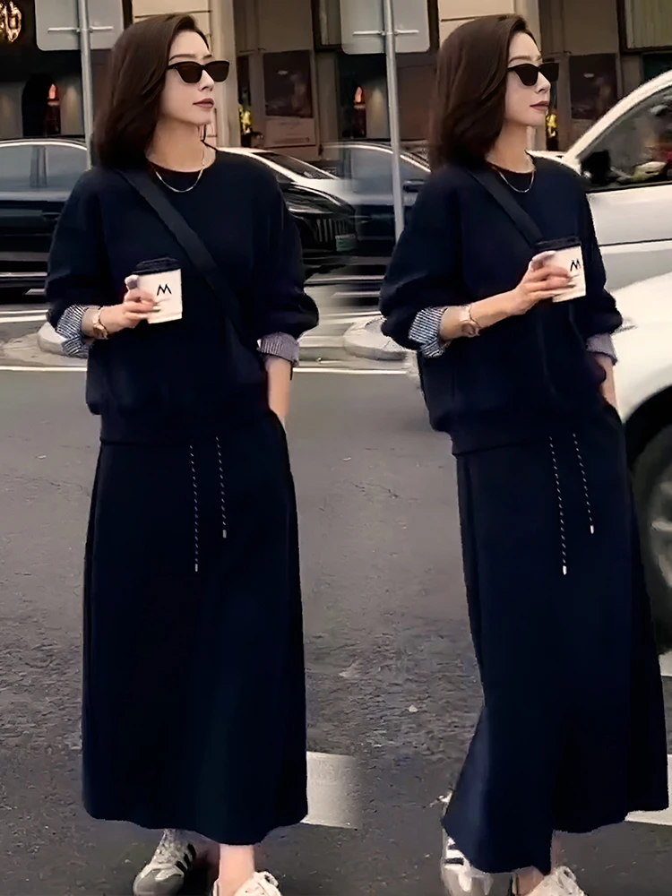 Casual Faionable Women's Two-Piece Set Spring Autumn New Sle Korean Sle Sweatirt  Skirt Versatile Comfortable