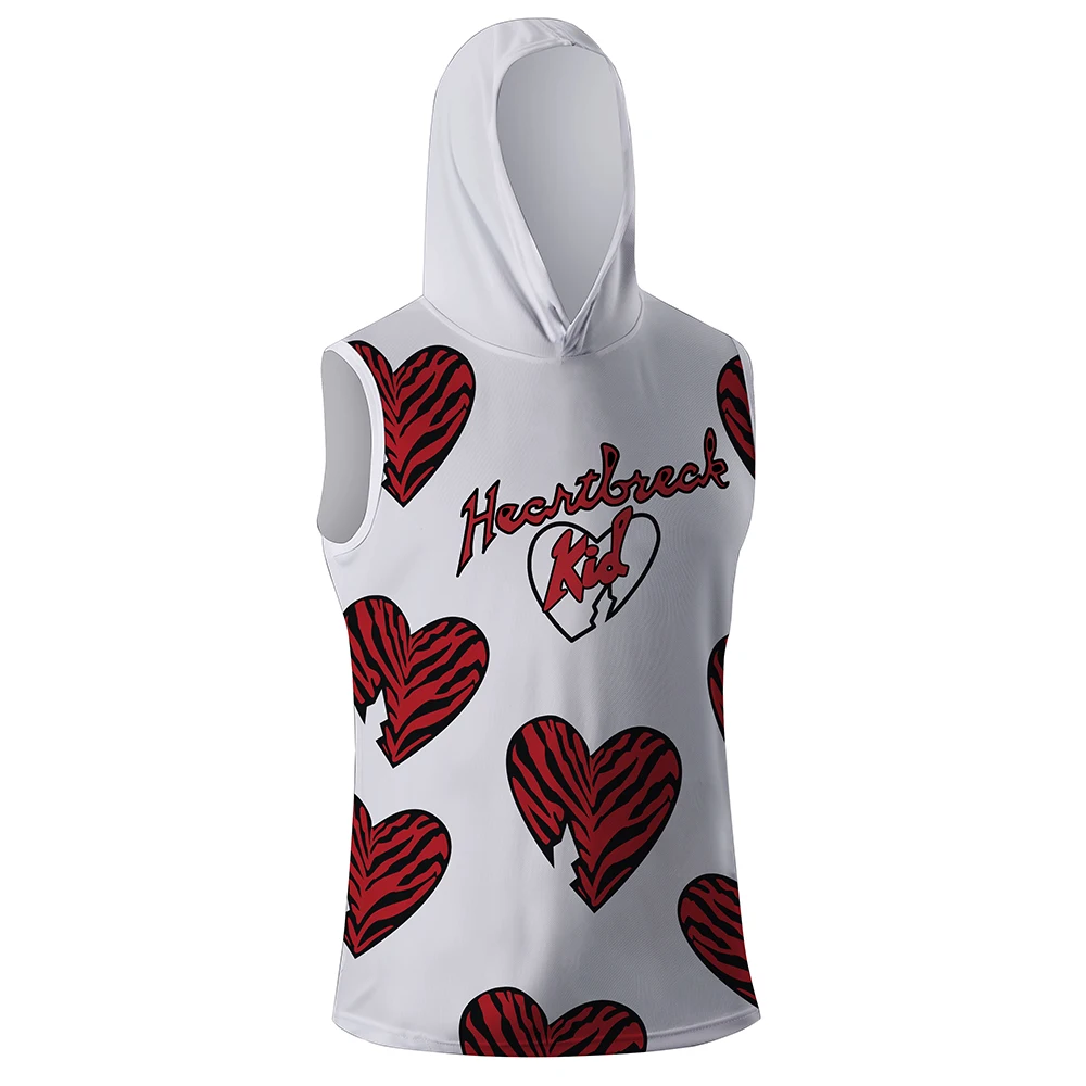 الرجال ProSphere الأبيض شون مايكلز WrestleMania 10 القلب طبق الاصل تانك القمم سريعة الجافة مقنعين سترة رياضية الصالة الرياضية أكمام هوديي #2