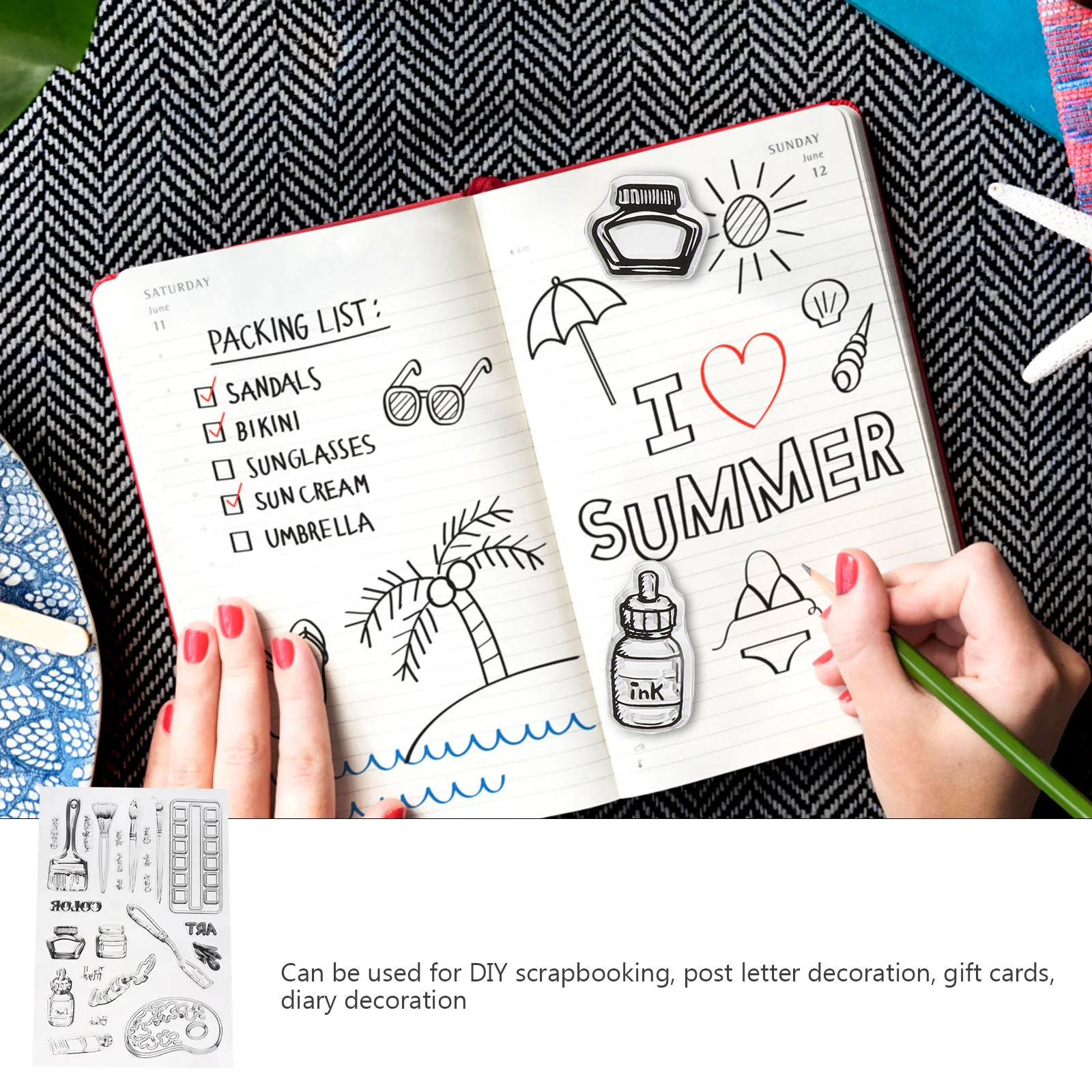 

2pcs Silicone Transparent Stamps Clear Diy Craft Stamp For Scrapbooking Diary Gift Card Decoration Reusable Seal