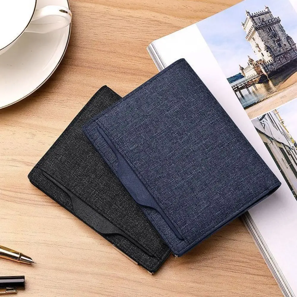 

New PU Leather Men's Short Wallet Two-fold Black Blue Multiple Pockets Large Capacity ID Card Holder Men Women