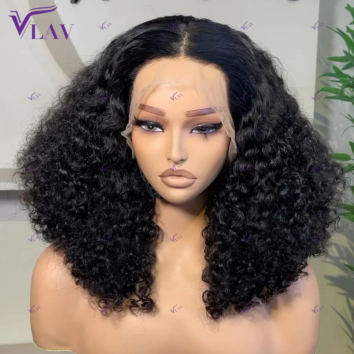 

Kinky Curly Human Hair Wig For Black Women 200 Density Glueless Brazilian Remy 13×4/13×6/360 HD Transparent Lace Preplucked VLAV