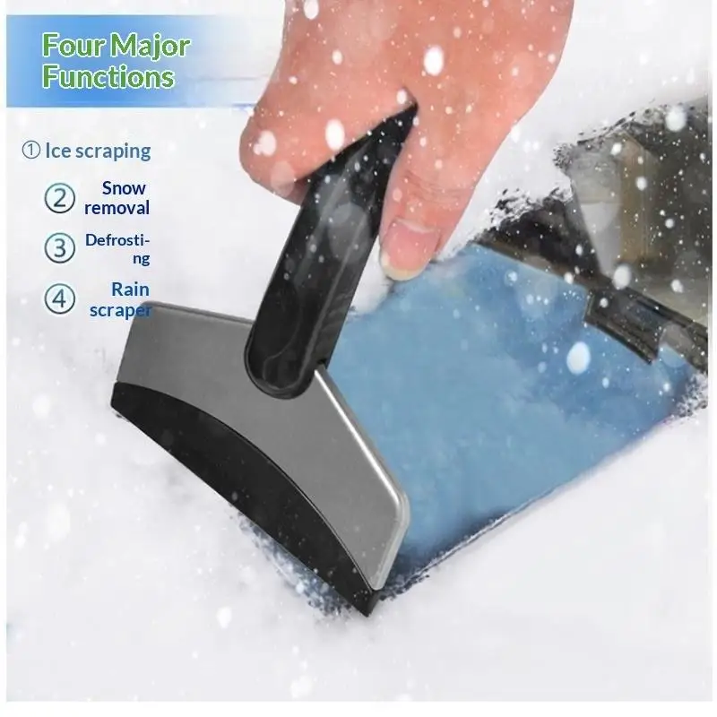 Car Ice Scraper Stainless Steel Snow Remover Frost Removal Tool Non Slip Handle Windshield Shovel For Glass Mirror Car Cleaning