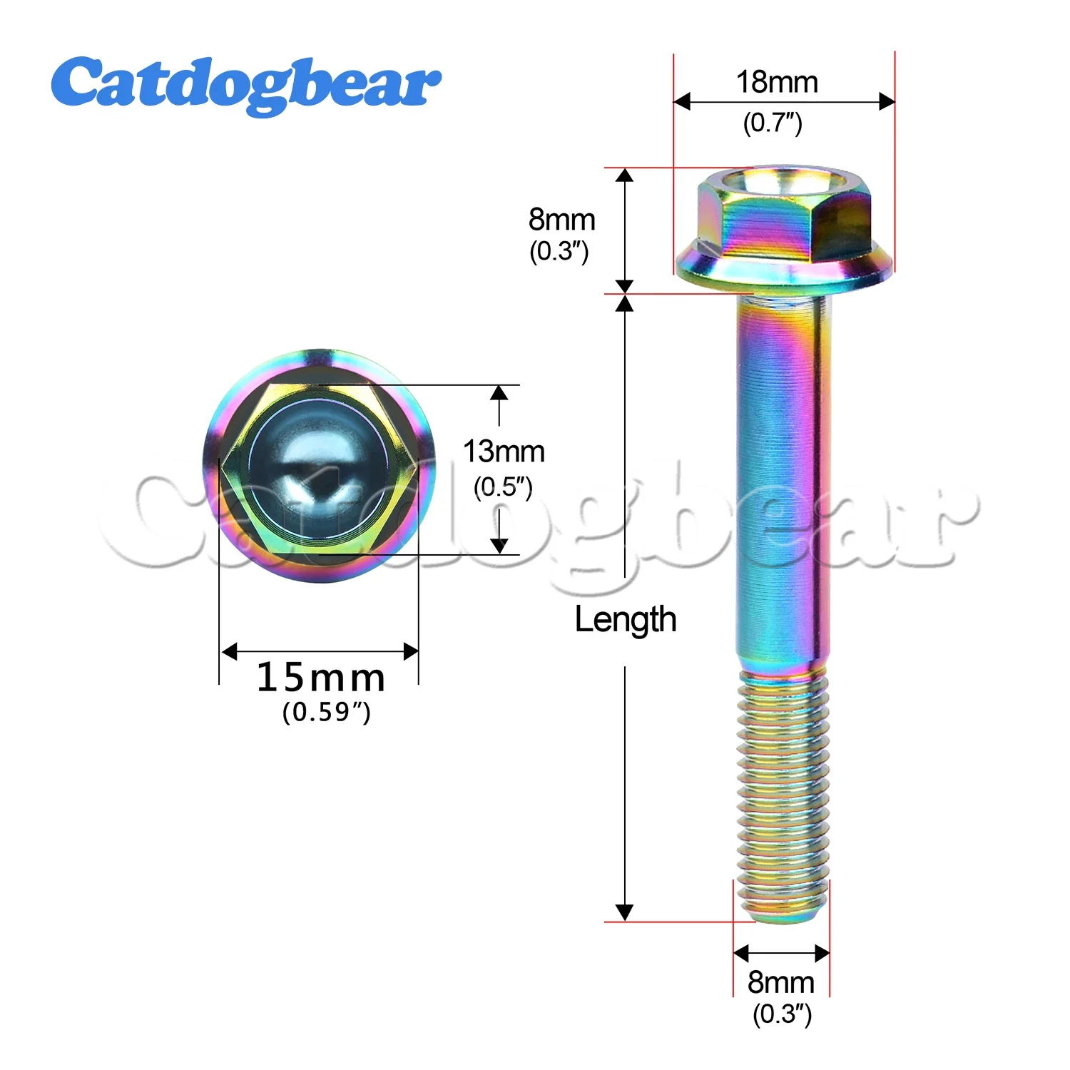 Catdogbear Titanium Bolts M8X15~55mm Hex Head Flange Bolt for Cycling Motorcycle Screws