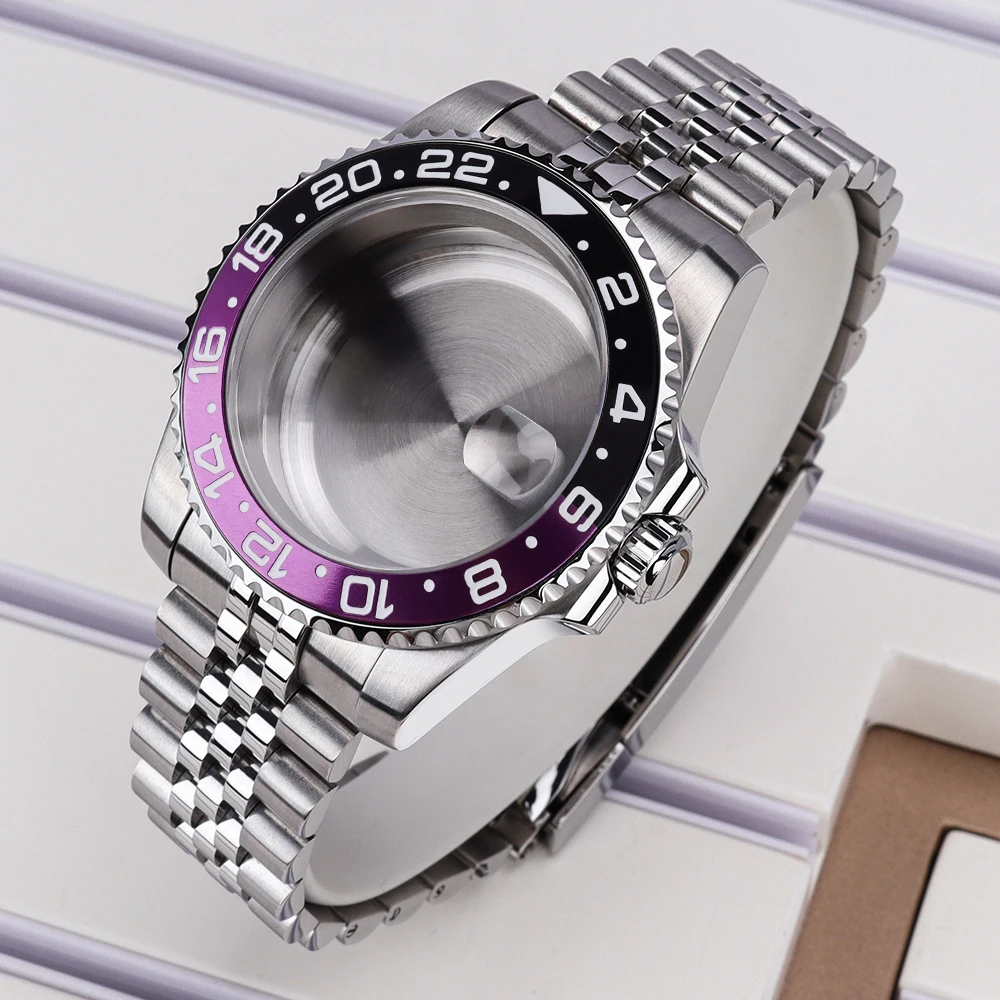 40mm NH35 Uhrengehäuse Saphir für GMT SUB Yacht NH34 NH35 NH36 4R 7S Miyota8215 DG 2813 ETA2824 Jubilee-Armband 8215 Gehäuse MOD – Detail 1
