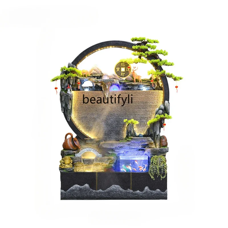 

Garden rockery flowing water fountain landscaping water curtain wall fish tank floor ornament living room lucky water feature