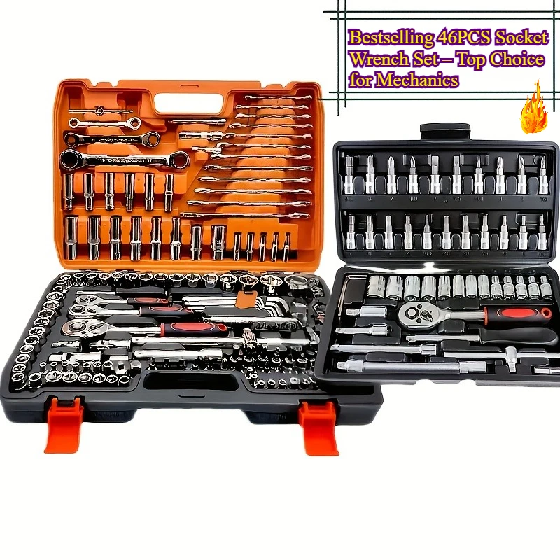 46-Piece High-QualityRatchet Torque Wrench Set with Multi-Bit Screwdriver Portable All-in-One Automotive Bike & MotorcycleTool