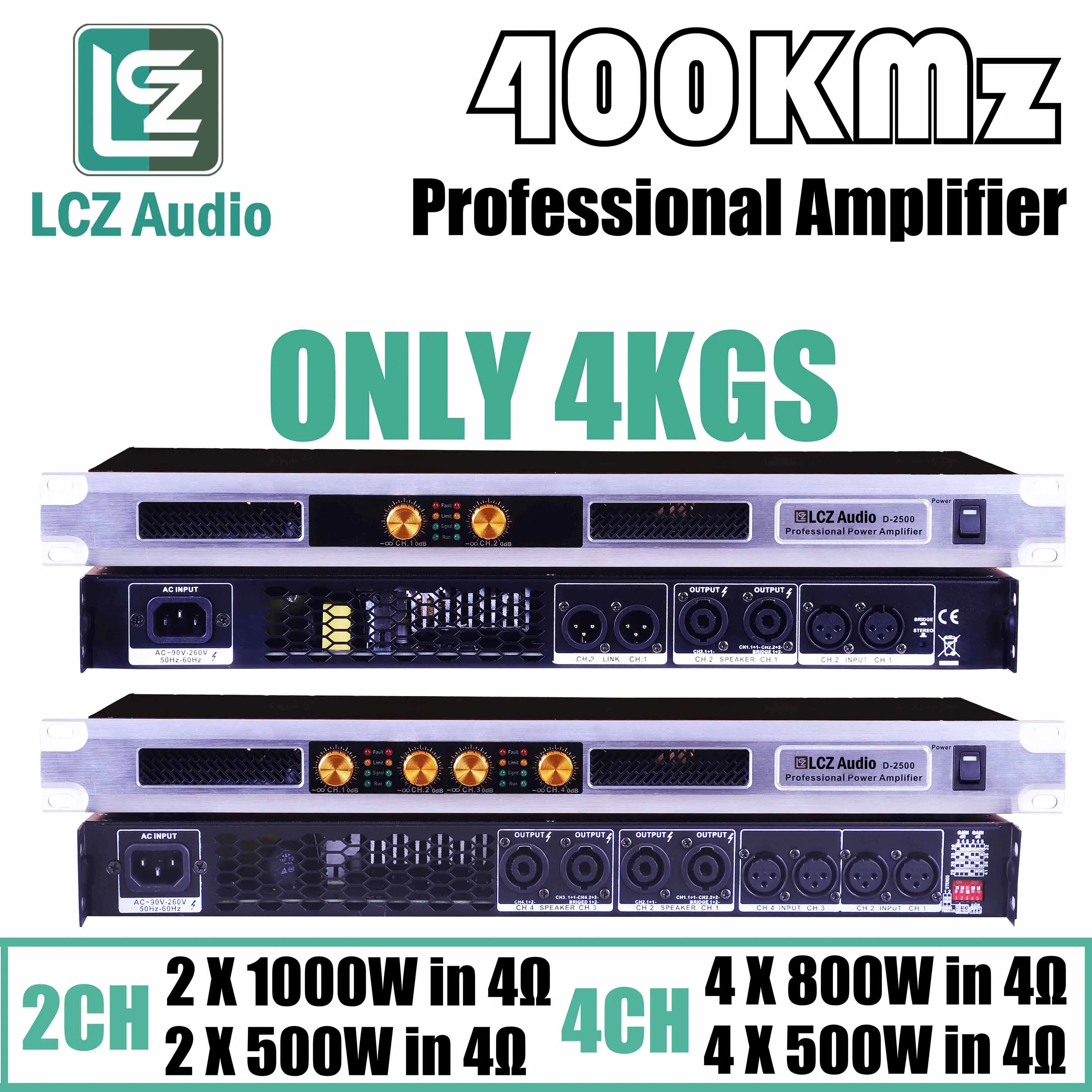 

LCZ AUDIO D4500 / D2500 Professional Class D Power Amplifier Light In Weight 4KGS 800W*4 / 1000W*2 For Stage Performance