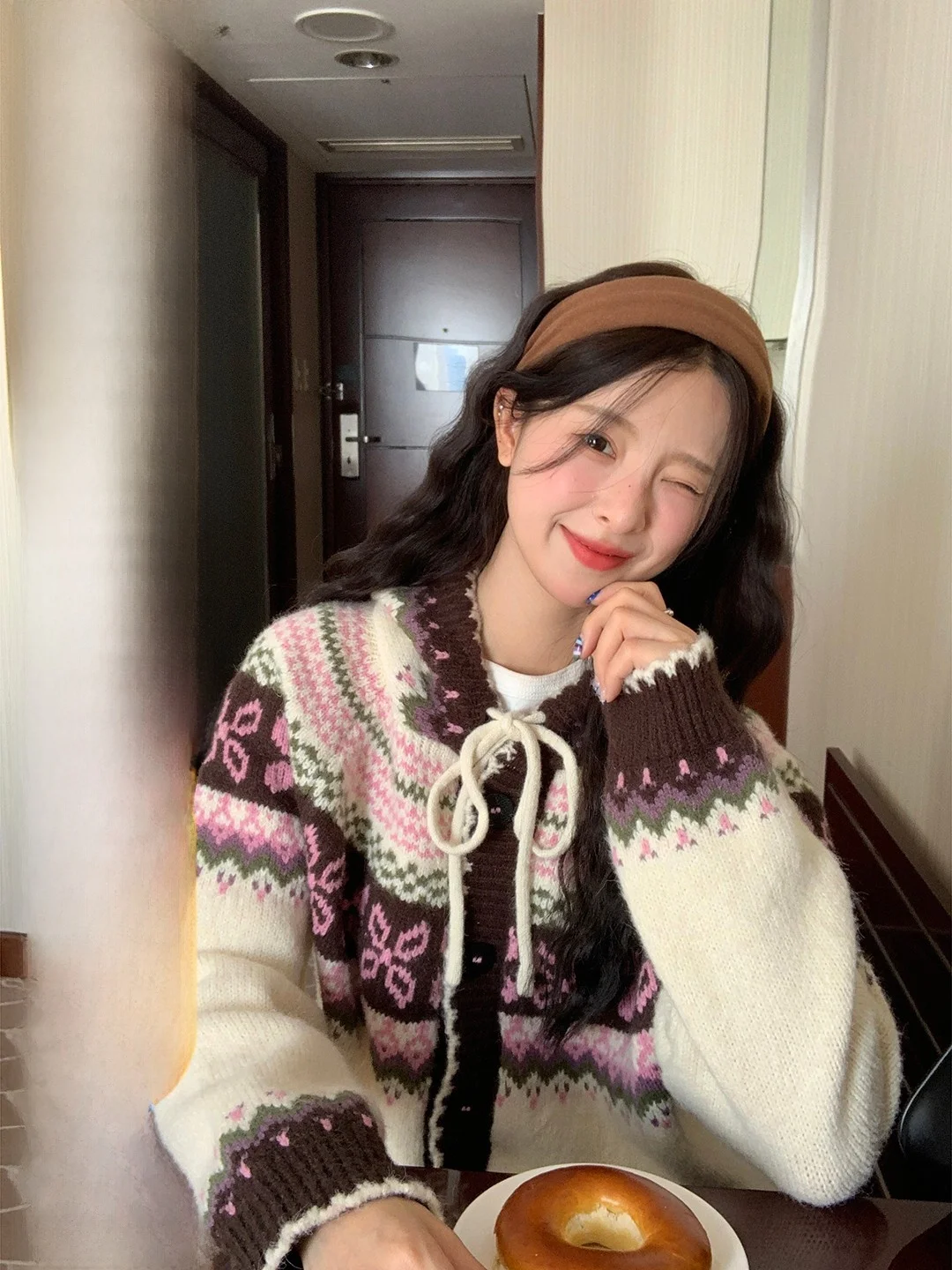 

Retro New Year Ethnic Sle Hoodie Sweater Jaet Winter New Korean Aosphere Top Women's Loose Fit Knitted Long Sve