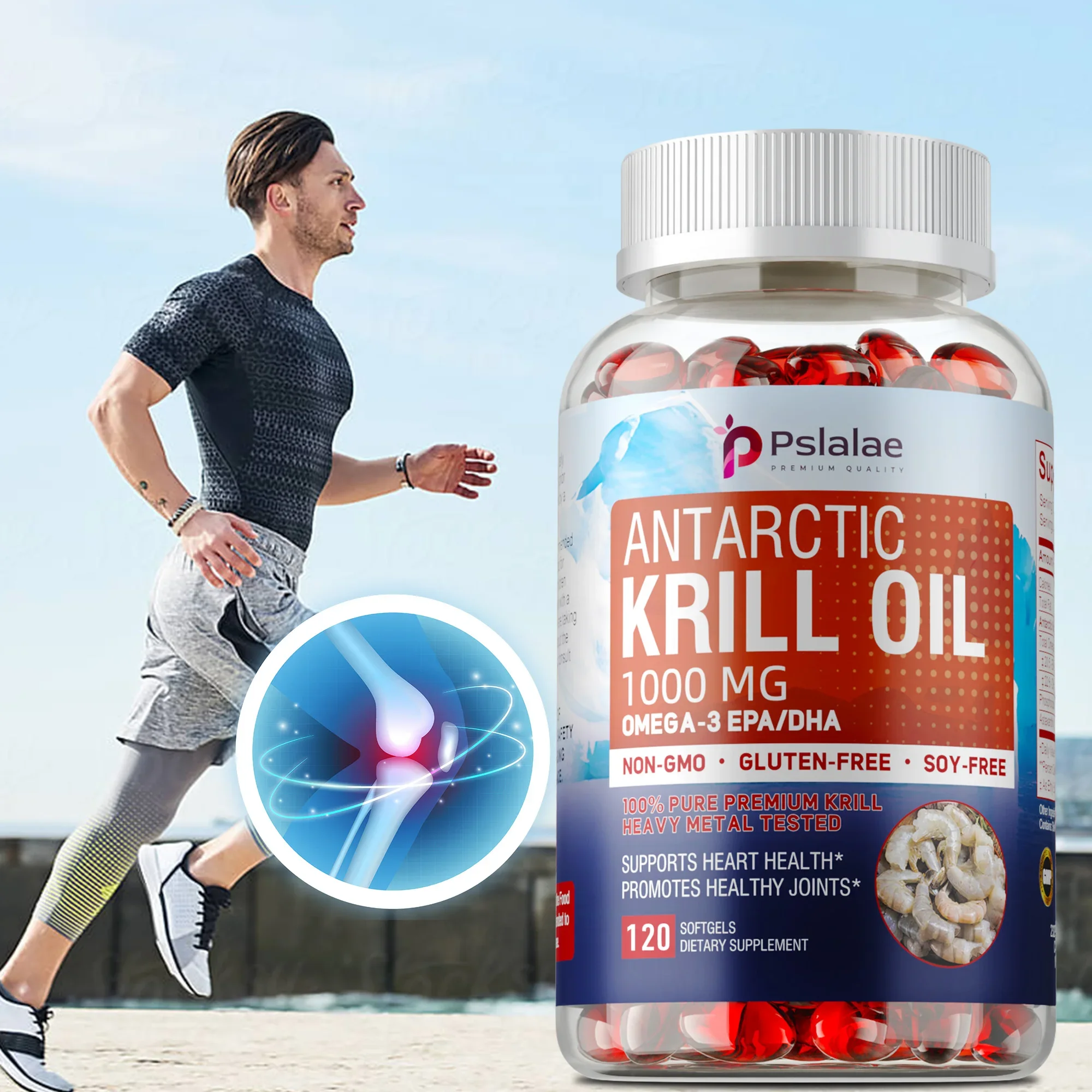 

Antarctic Krill Oil Capsules - Promotes Cardiovascular Health & Metabolism, Upporting Eye, Joint, Brain & Skin, Heart Health
