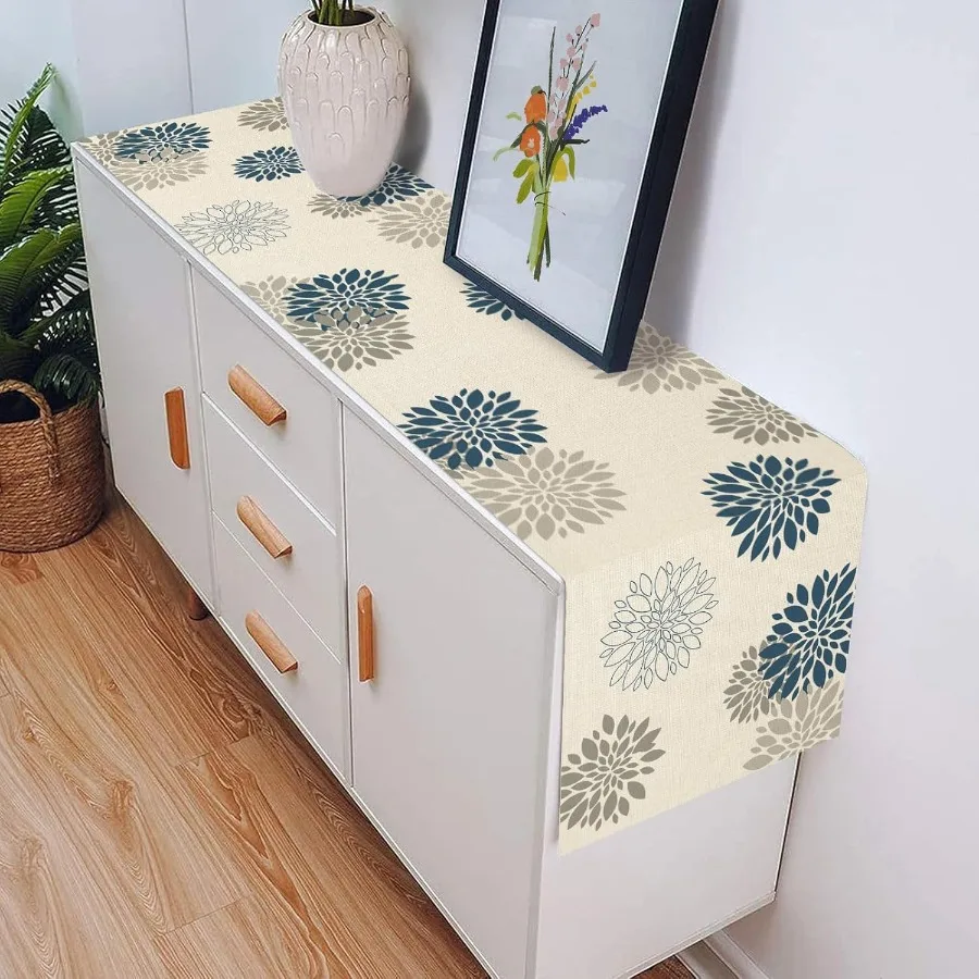 أزرق رمادي الجدول عداء داليا بينتا زهرة الجدول العدائين الحديثة الأنيقة أضاليا مزرعة هندسية الجدول مركز ديكور للمنزل #5