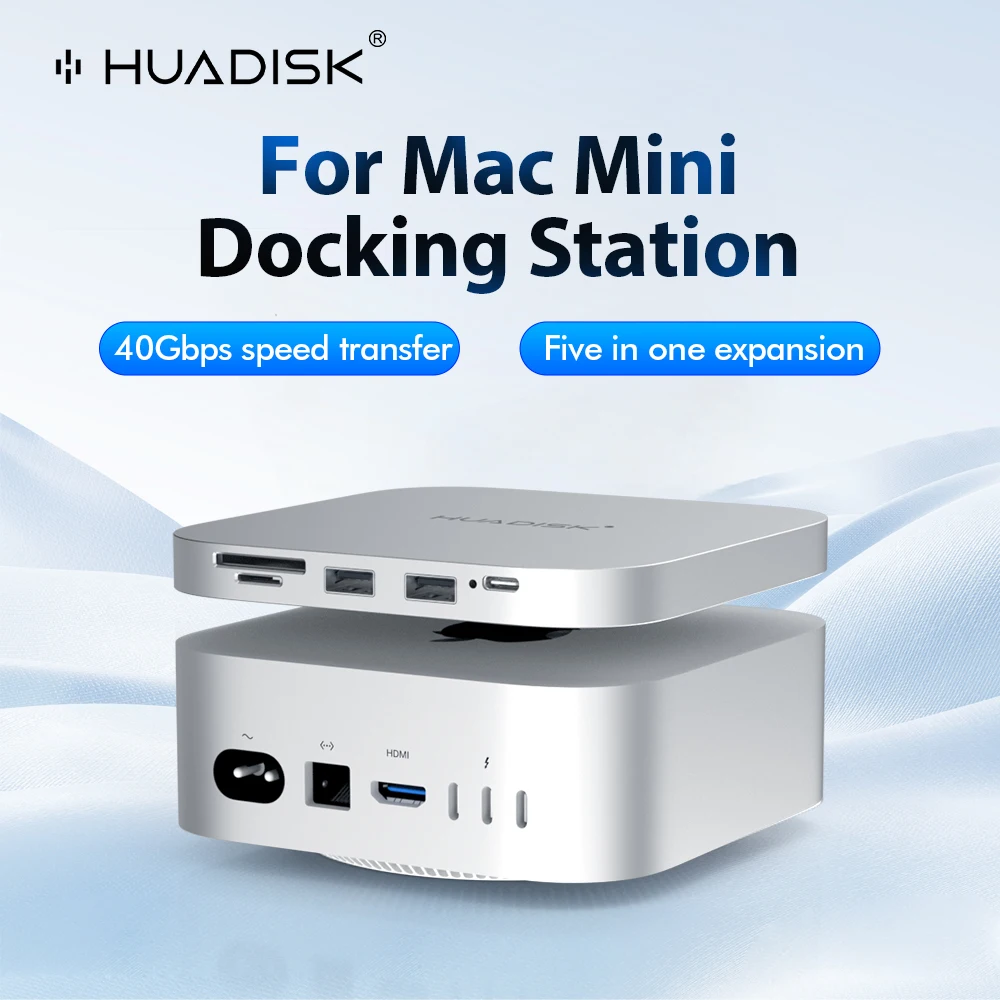 

HUADISK Mac Mini M4 Expansion Dock – Supports Up to 4TB SSD M.2 NVMe Interface 40Gbps Ultra-Fast Transfer Speed