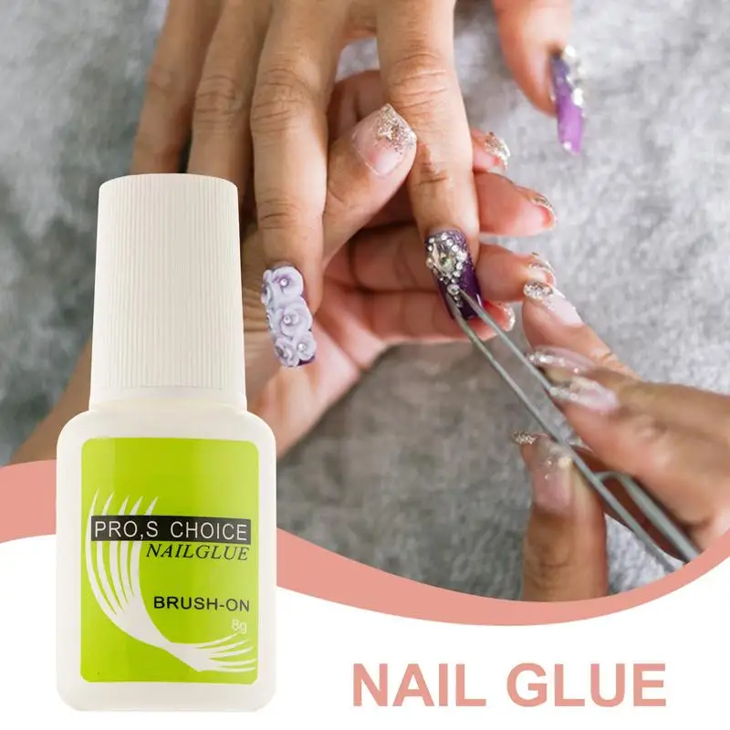 Nail Glue For Press On Long Lasting Brush-On Nail Glue Nail Liquid Quick-Drying Nail Bond Adhesive Beauty Supplies With Brush