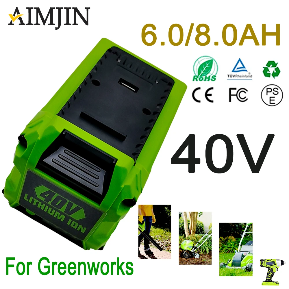 

SU 6000mAh Li-ion Battery For Greenworks 40V 8.0AH battery 29472 29462 25322 24252 29727 29717 RU 40v for greenworks battery