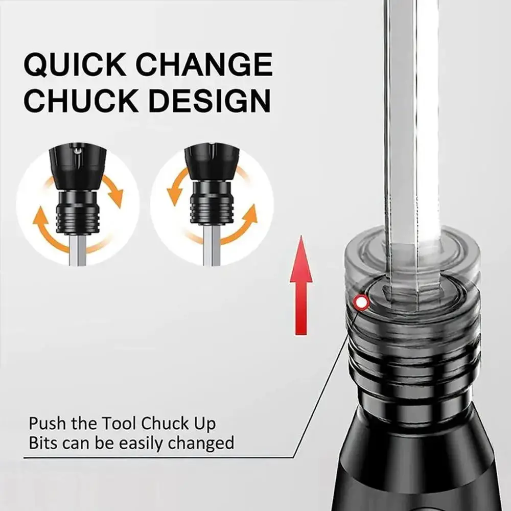 

Anti-Slip Handle Cordless Screwdriver LED Lights Charging Straight Rod Mini Electric Screwdriver Chrome Vanadium Steel