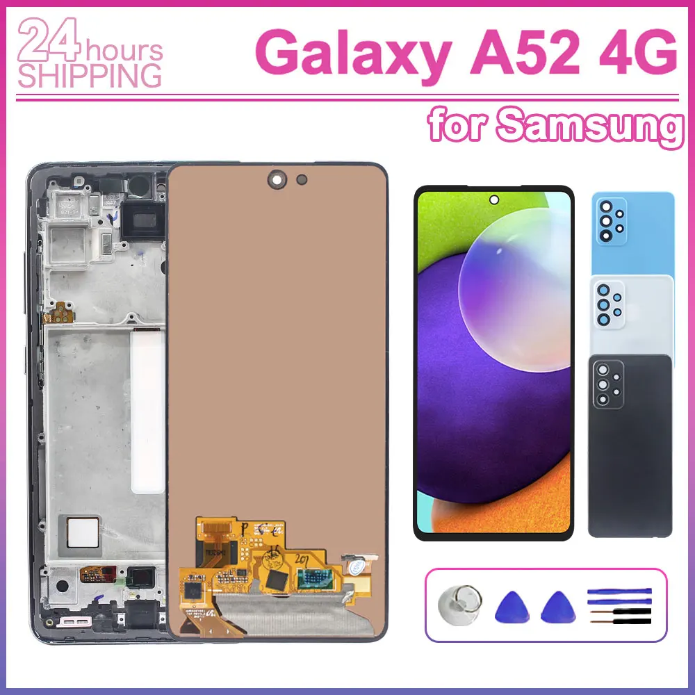 Pantalla LCD AMOLED para Samsung Galaxy A52 4G, Pantalla Táctil Digitalizadora con Marco para Samsung A52 4G A525