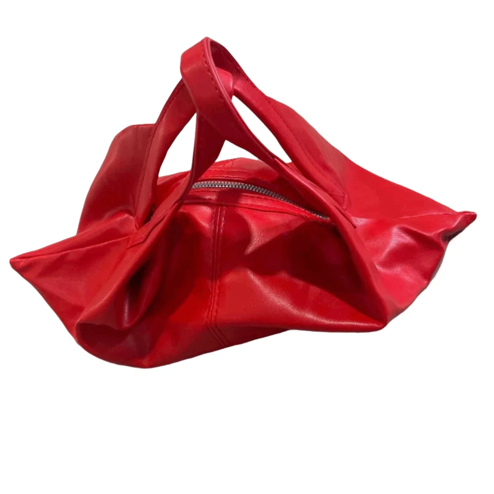 

Soft Leather Croissant Crossbody Bag Commuting Hobos Lazy Style Shoulder Bag Vintage Korean Style Oil Wax Leather Handbag