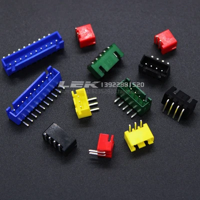 50pcs xh2.54コネクタ2.54mmハウジングカラーラバーシェルストレートピン2p 3p 4p 5p tjc3カラーコネクタ