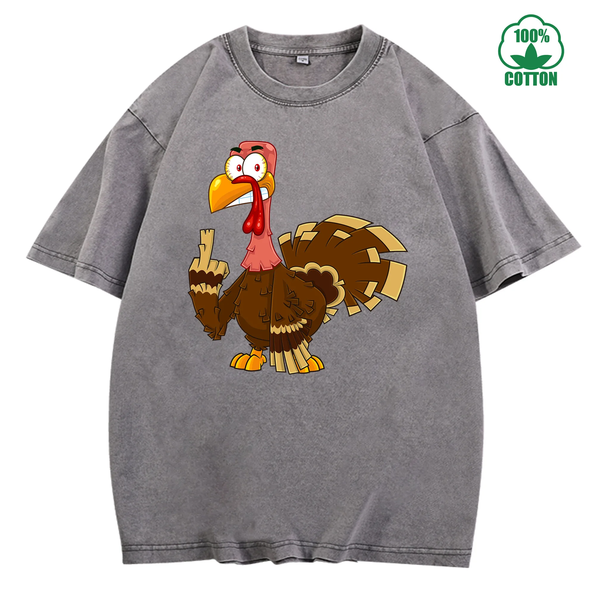 

Angry Turkey Vintage Washed T-Shirt 230g 100% Cotton Unisex Comfortable Oversized Streetwear