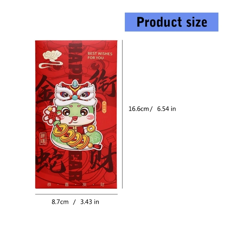 Set 6 Paket Kemerahan Kantong Uang Tahun Baru Imlek Tradisional untuk Dropshipping Tahun Ular