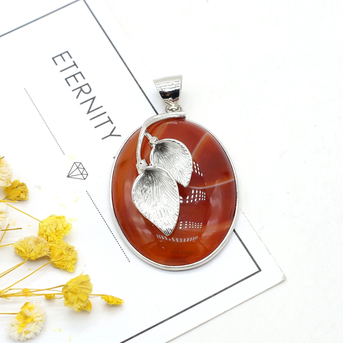 New Style Pendant Natural Stone Shell Leaf Oval Pendant For Jewelry Making DIY Necklace Bracelet Earrings Accessory