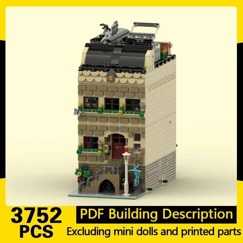 City Street View Model MOC Building Bricks Vintage Street-Front House Modular Technology Gift Holiday Assemble Children Toy Suit