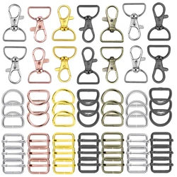 30 Pack Swivel Clasp D Ring and Slider Clasp Set Lanyard Snap Hook Keychain Clip Hook D Keychain Ring Lobster Claw Clasp