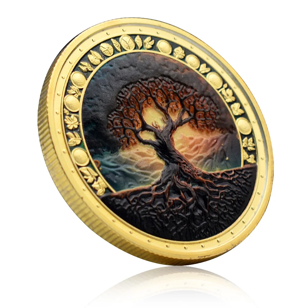 2024 شجرة الحياة الجديدة عملة تذكارية سبائك الزنك ميدالية معدنية تحدي عملة جمع هدية عيد #4