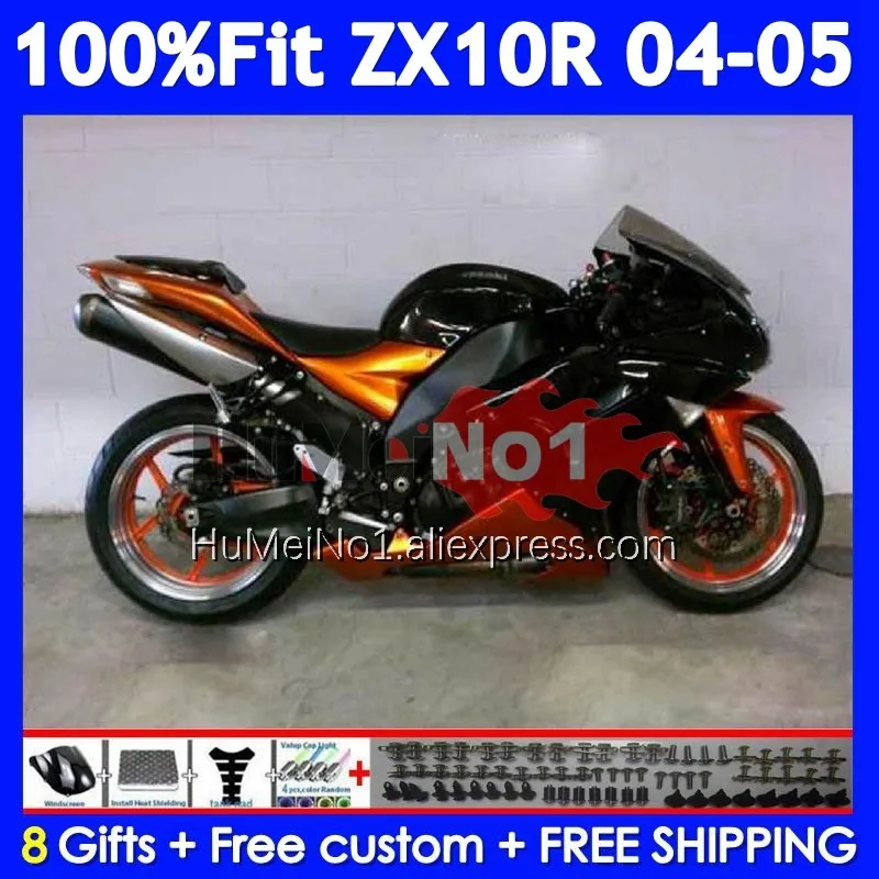 Injection Body For KAWASAKI NINJA ZX-10 ZX 10R 10 R Orange black ZX10R 04 05 216No.101 1000CC ZX1000 CC ZX-10R 2004 2005 Fairing