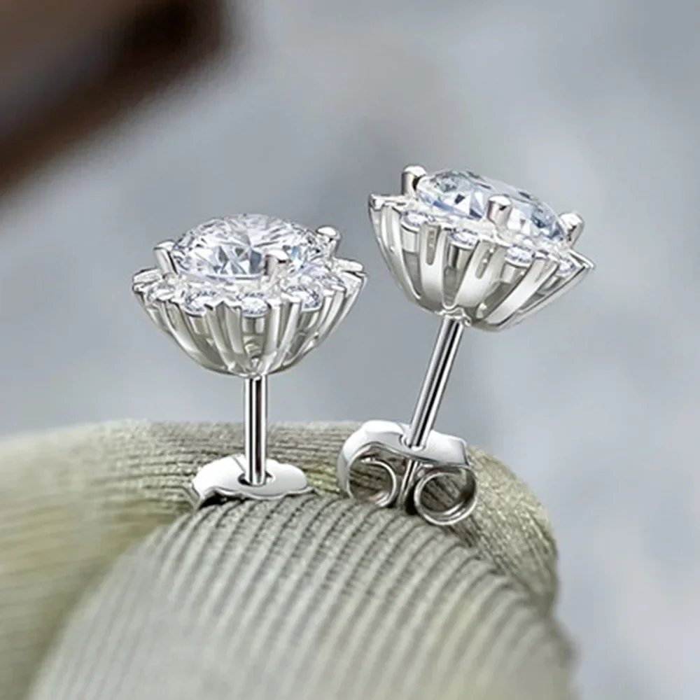 Exquisite 925 Sterling Silver Stud Earrings for Women Romantic Moissanite Earring Lover Party Memorial Day Jewelry Gift