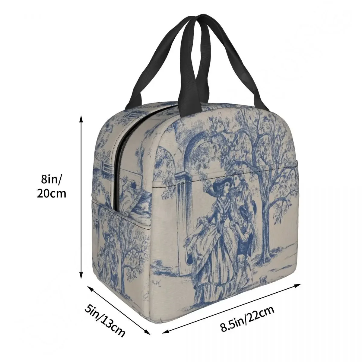 Toile de Jouy Marineblau Motiv Muster wärme isolierte Lunch Bag Lunch Container für Picknick Aufbewahrung sbox im Freien