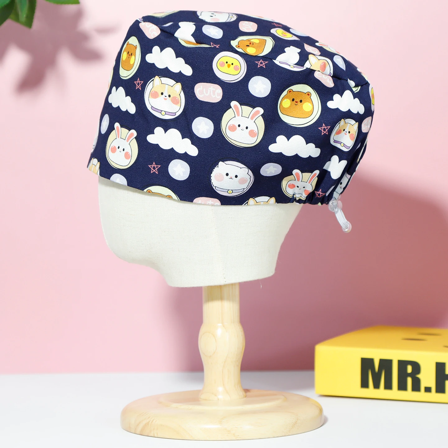 Katoenen verpleegstersmuts Verstelbare medische hoed voor arts, verpleegkundige, tandarts, dierenkliniek, dierenziekenhuis, herbruikbare werkhoofddeksels