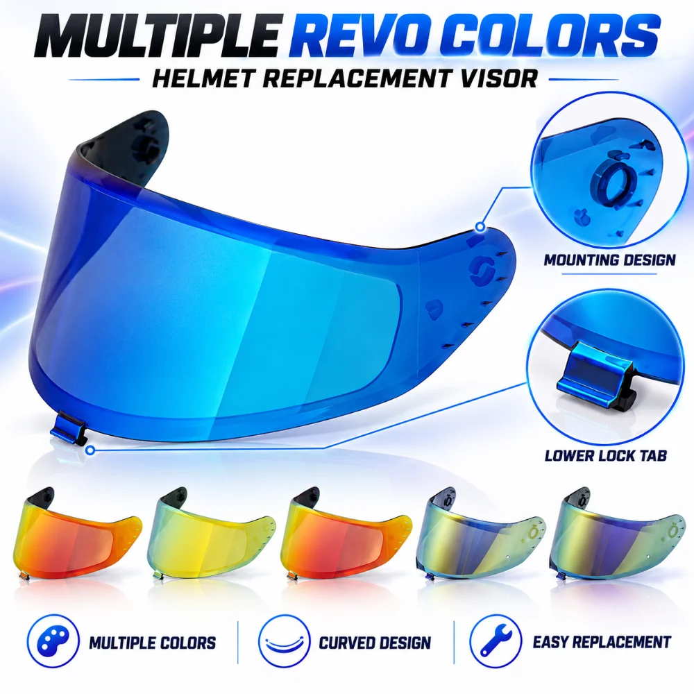 Motorcycle Helmet Visor REVO Replacement Shield Color Lens Helmet Face Shield Accessories For RYMIC SR5 977 935