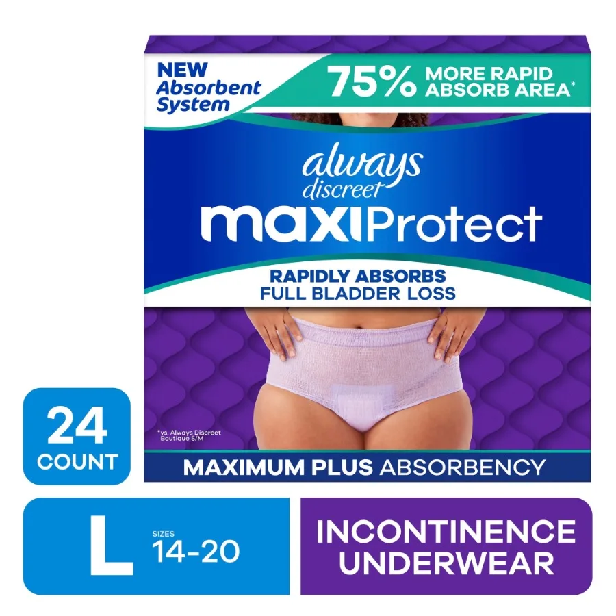 

Подгузники MaxiProtect для взрослых женщин с максимальной впитываемостью, предназначенные для ежедневного использования, идеально подходят для борьбы с недержанием, размер L.