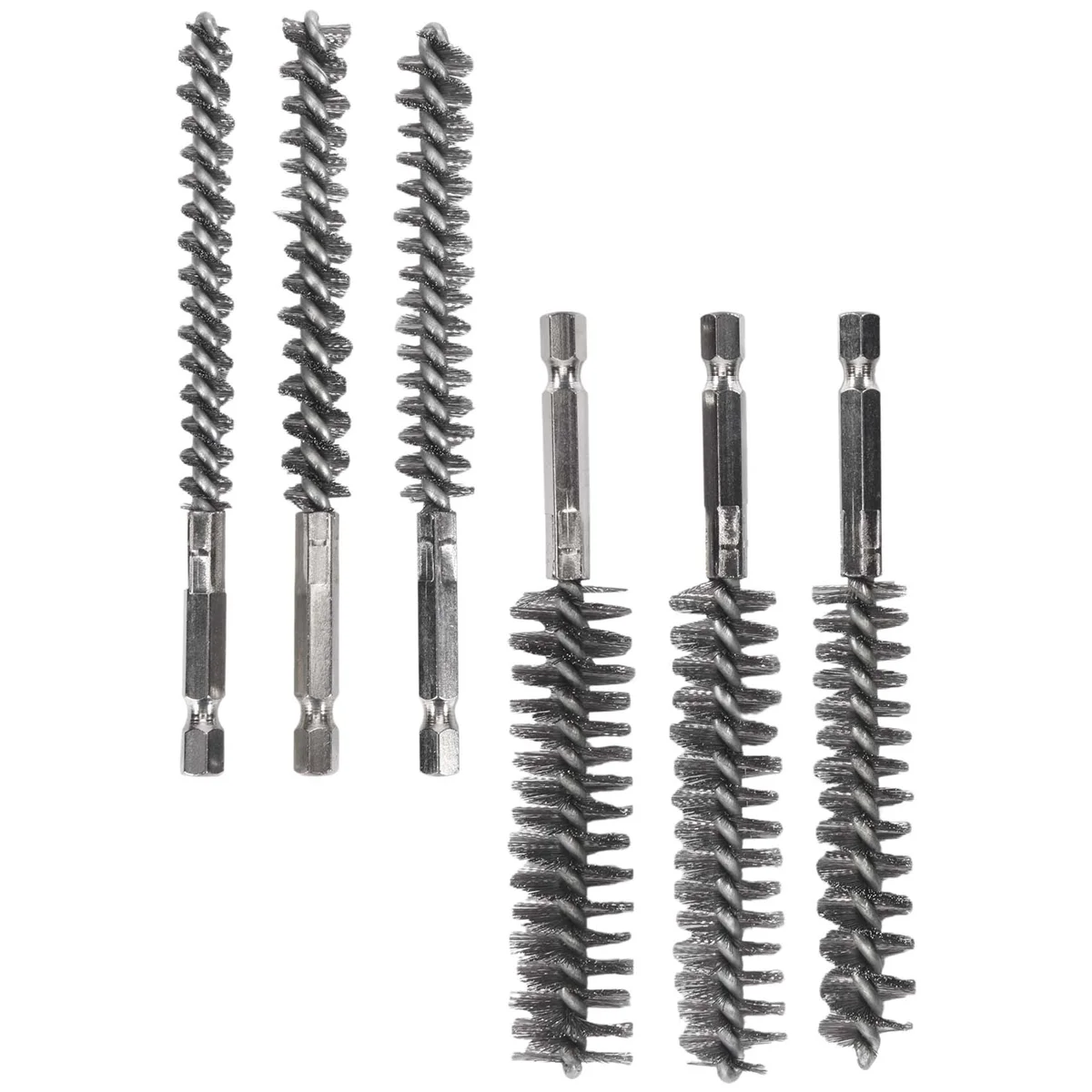 

Bore Brush Stainless Steel Bristles Wire Brush for Power Drill Cleaning Wire Brush with Hex Shank Handle 6 Pieces