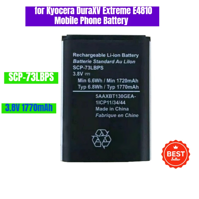 

3.8V 1770mAh for Kyocera DuraXV Extreme E4810 Mobile Phone Battery SCP-73LBPS