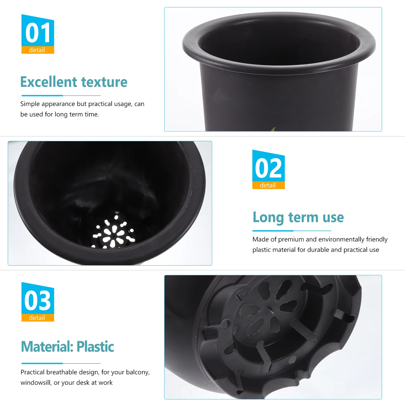 

1Set Premium Plastic Flower Pot For Orchid Small Plants Simple Design Garden Home Office Decor Plant Holder Garden Flower Pot