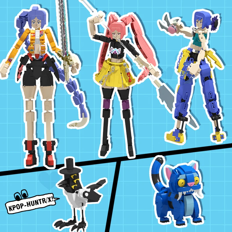 

2025 MOC K-pop Demon Hunters Model Building Blocks Rumi Figure Sussie Demonic Magpie Tiger Crow Animal Bricks Toy Children Gift