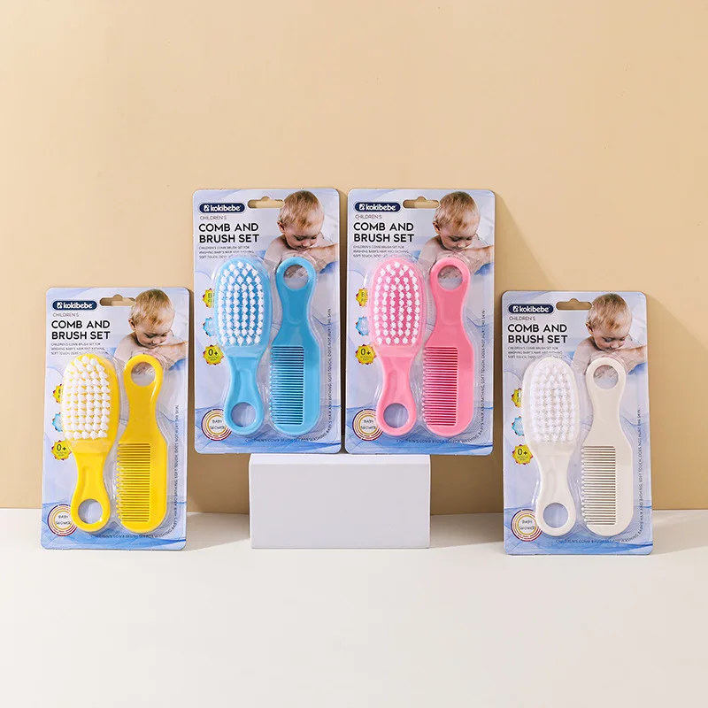 Baby Hairbrush Comb 2Pcs/Set Newborn Infant Toddlers Soft Hair Brush Head Massager Comb Set Baby Kid Hair Care Supplies Portable