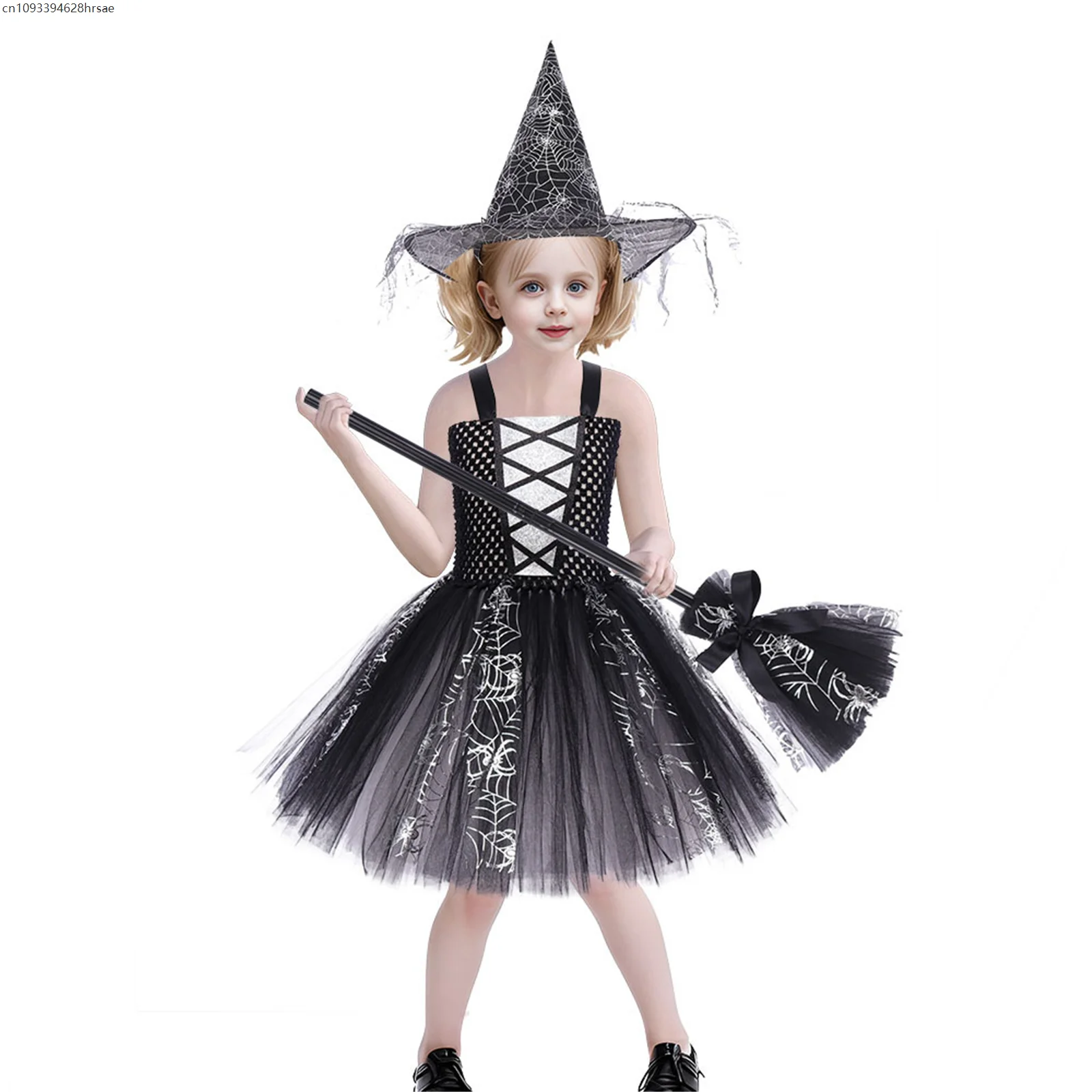 

Kids Fancy Tutu Dress Kids Cosplay Clown Witch Dress with Hat Halloween Costume For Girls Carnival Masquerade Party Clothing