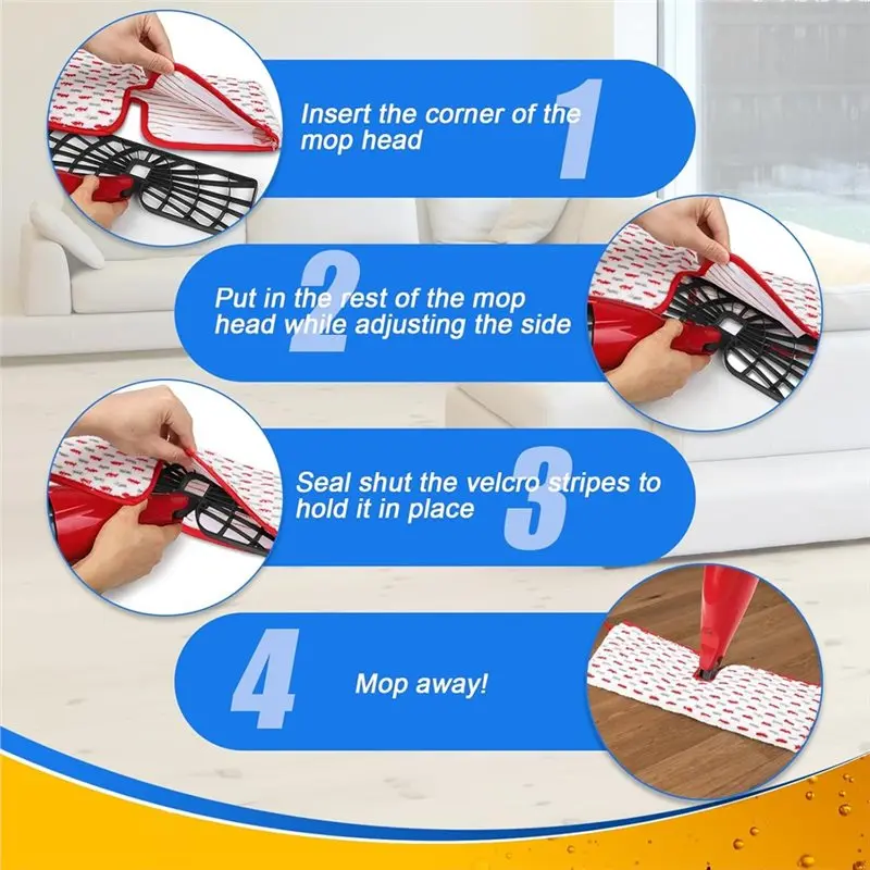 A63M-Reusable Double-Sided Cleaning Microfiber Spray Mop Pads 4 PCS Replacement For Vileda Promist MAX