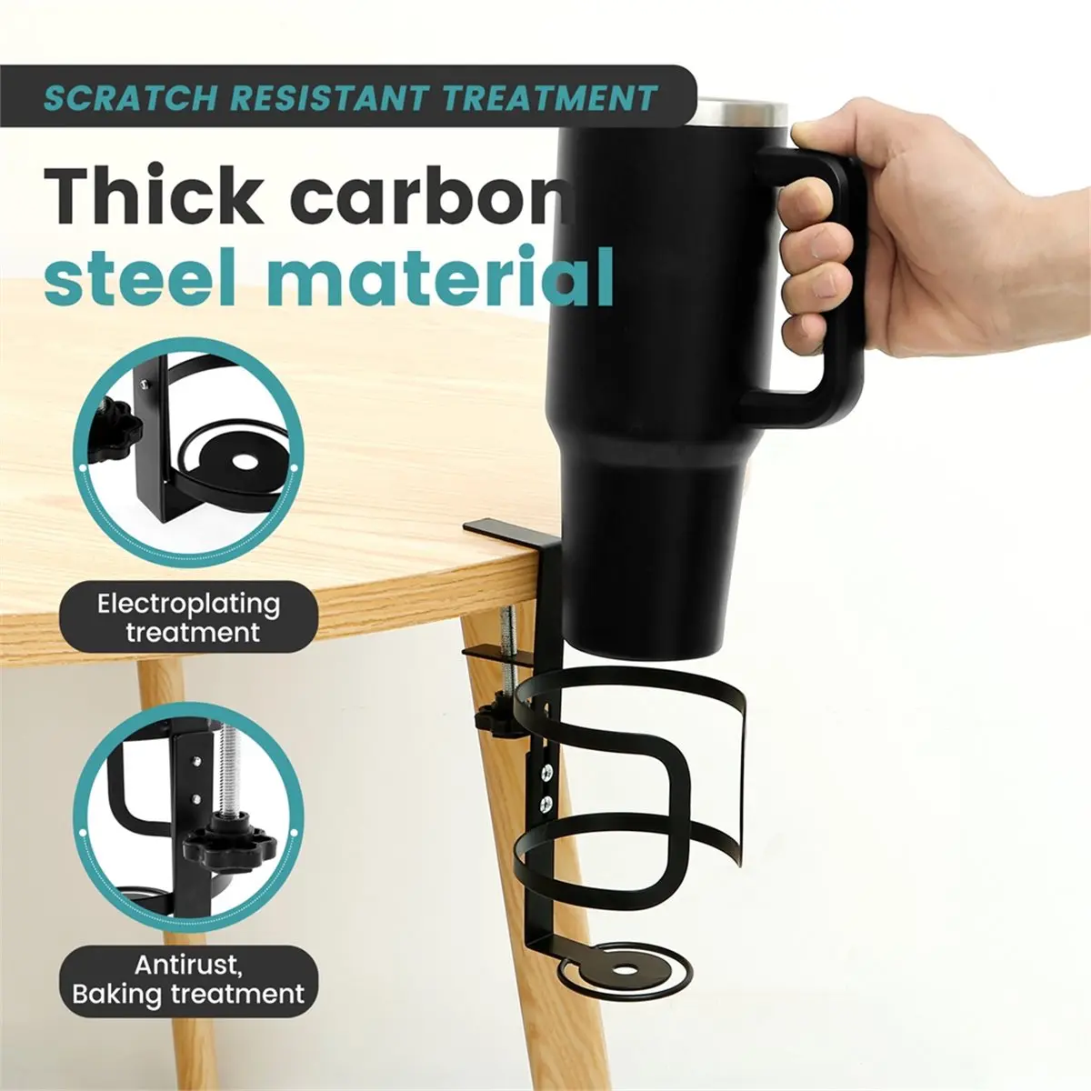 2026 New Desk Cup Holder Universal Adjustable Table Upgraded Arm Clamp Nonslip Storage Rack Clip on Coffee Bottles Storage