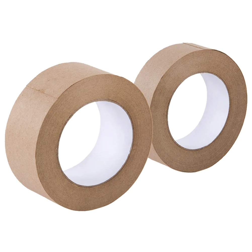 2 Rolls Water Activated Kraft Paper Tape Strong Adhesion Writable Flatback Sealing Tape for DIY Packaging and Carton Sealing