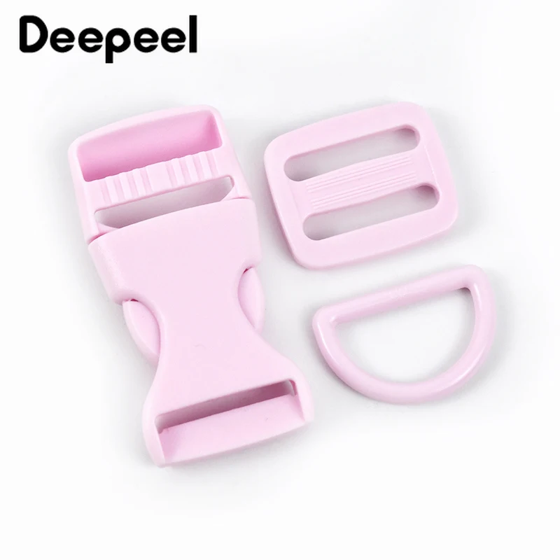 5Sets Deepeel 15/20/25mm Colored D Rings Plastic Release Buckle Tri Glide Slider Adjust Hooks Bag Safety Webbing DIY Accessories