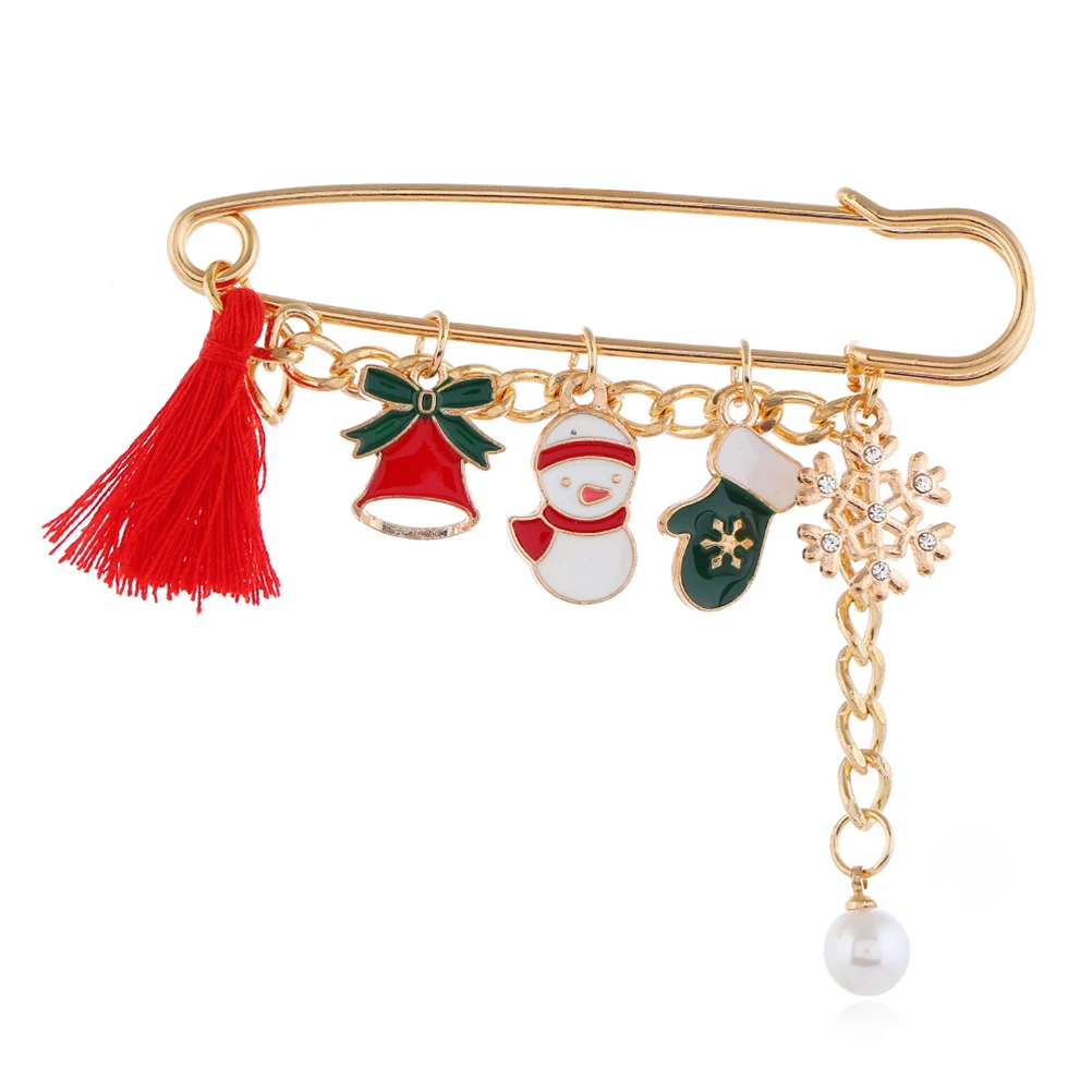 

2pcs Christmas Brooch Pin Stylish Tassel Design Holiday Accessory For Women Girls Fashion Jewelry Gift Decorative Lapel Badge