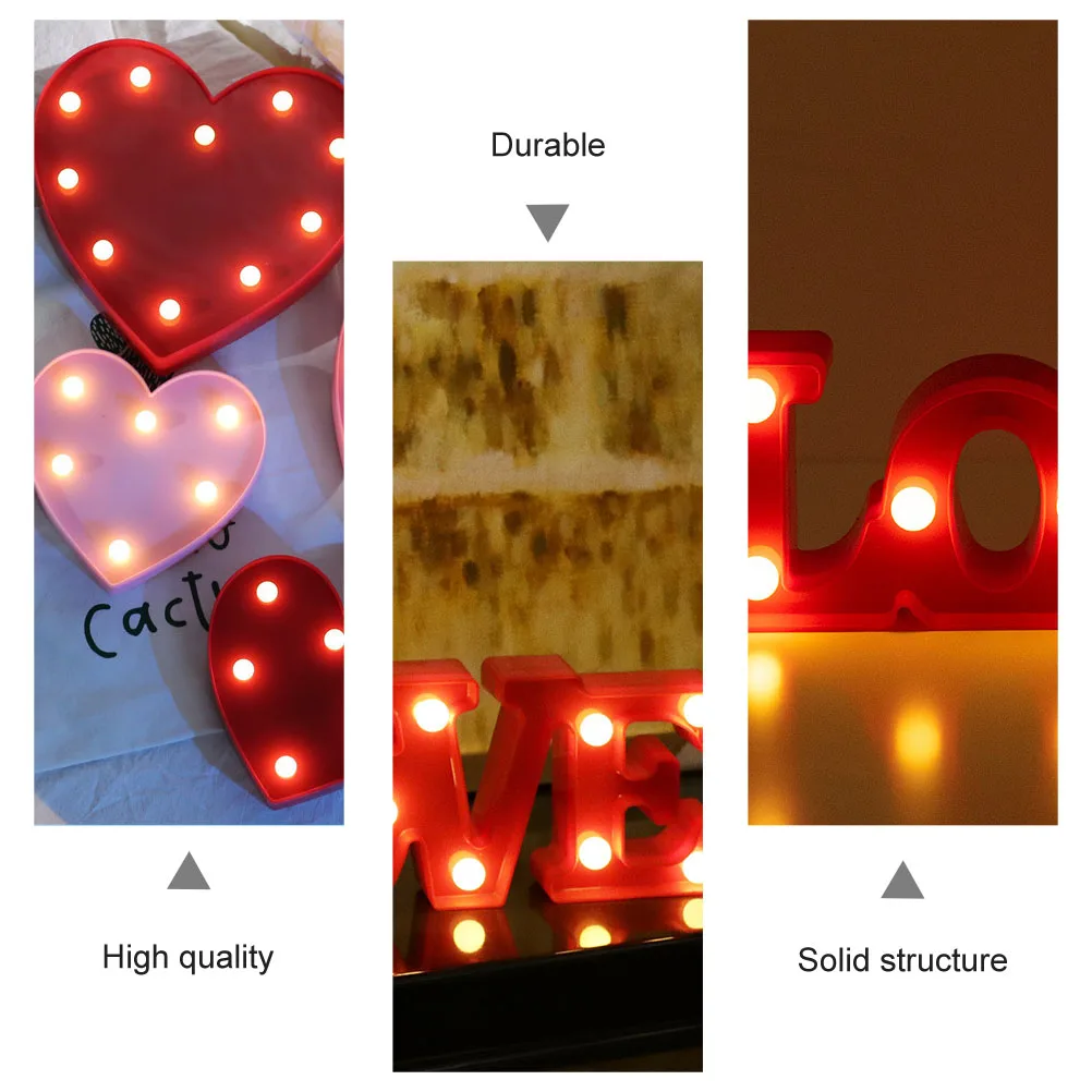 

LED Heart Shaped Lights Plastic Durable Beautiful Fun Warm Atmosphere Christmas Party Wedding New Year Lamp Adornment Desktop
