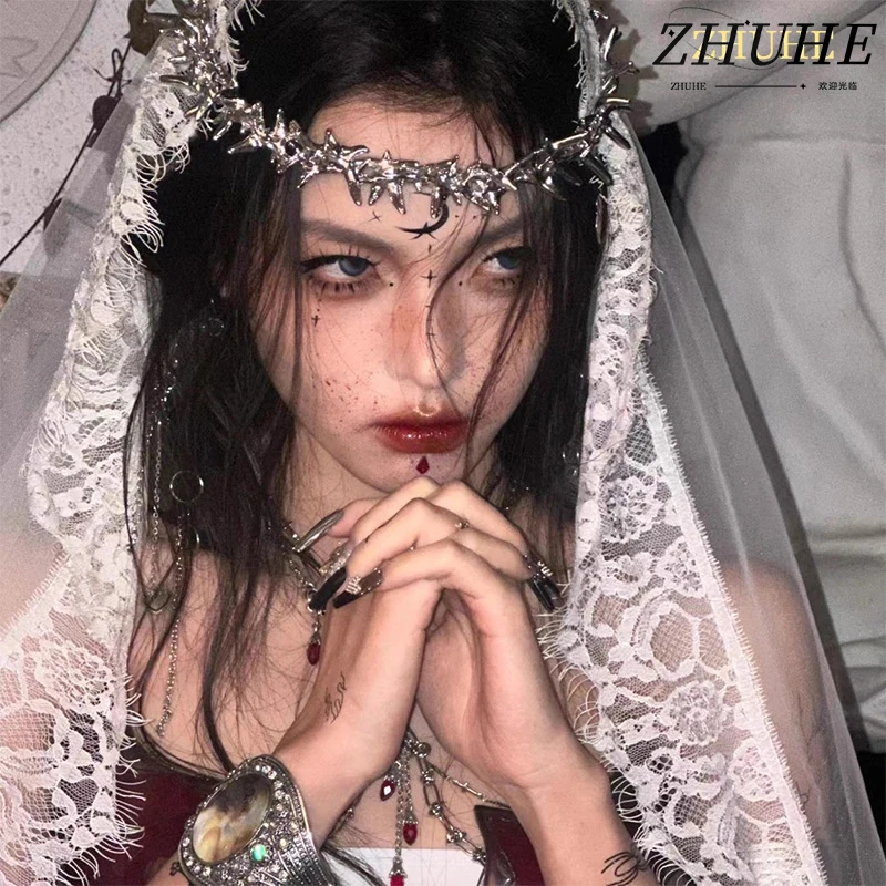 

Gothic Spiked Crown Headpiece, Unique Jewelry Accessories for Men & Women, Edgy Punk Statement Head Jewelry