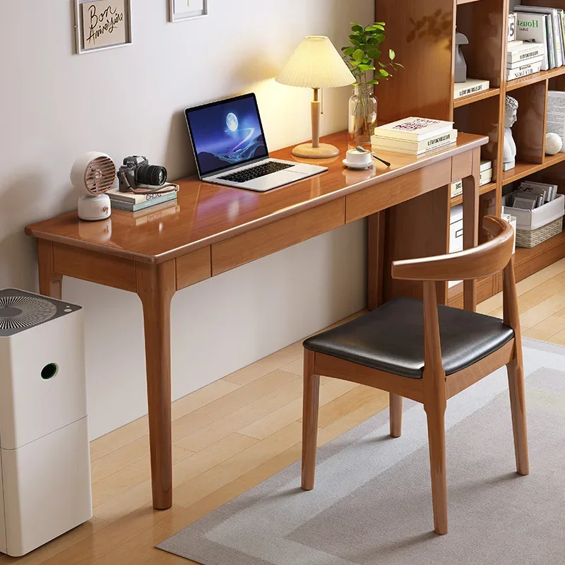 Very Narrow Solid Wood Desk 40/45cm Wide Modern Simple Desk Small Apartment Bedroom Long Computer Desk