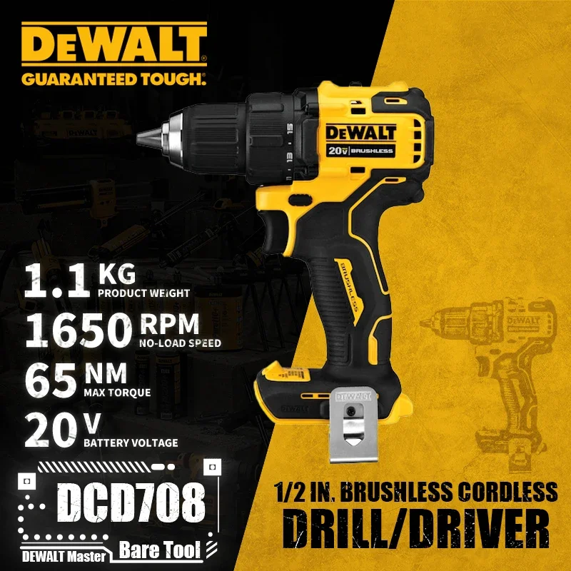 DEWALT DCD708 Brushless Cordless Compact 1/2 in. Drill Driver 20V Lithium Power Tools Bare Tool