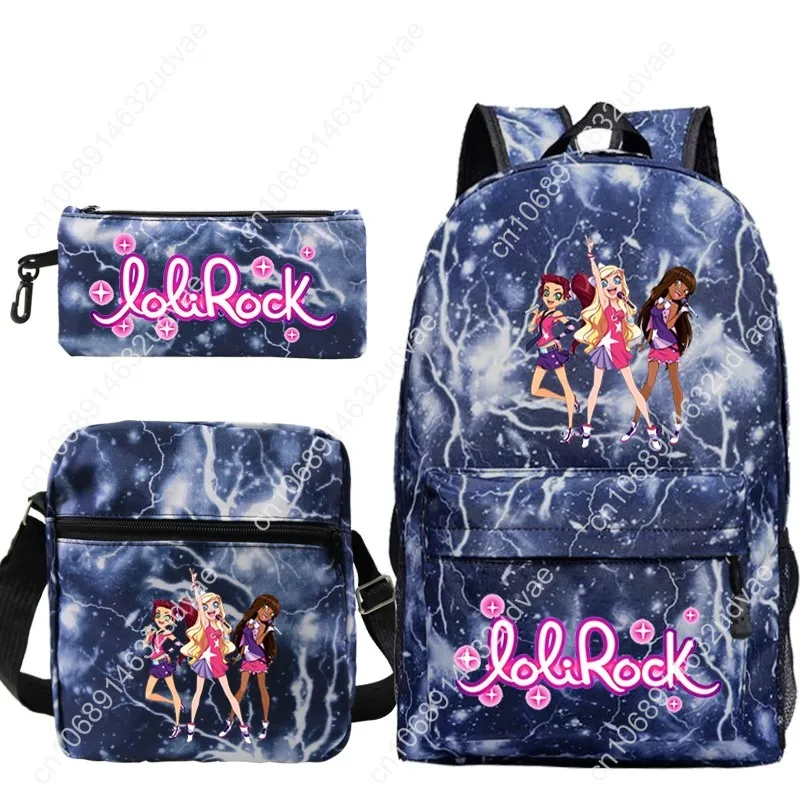 Cute LoliRock Backpack 3 Pcs Set Mochila Boys Girls Anime School Bags Men Women Travel Knapsack Teens backpack Gift Mochila
